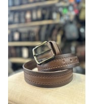 TRG POLO 4 CM HAKİKİ DERİ DESENLİ ERKEK KEMERİ (Koyu Kahverengi )