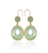 Kadir Jewellery 22 Ayar Altın Kaplama Kadın Taşlı Küpe -El İşçiliği Ve Hipoalerjenik Küpe (Açık Yeşil)