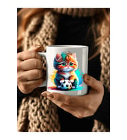 Kedi Baskılı 3D Tasarım Seramik Kupa Mug - Hediyelik Kupa Bardak (09)