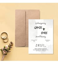 Davetiye Zarf ve Baskı Dahil (Beyaz yada Kraft Zarflı) - Kına, Nişan, Nikah, Düğün Davetiyesi (Kahverengi)