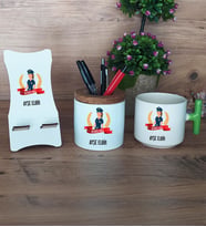 Kadın Polis Hediye Sepeti Kupa Bardak T Kulplu, Kalemlik ve Ahşap Telefon Standı Polisler Günü Kadın Polise Hediye (Model 8)