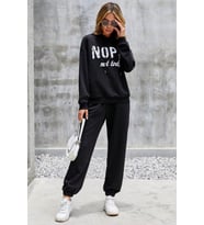 Unisex Nope Baskılı Eşofman Takımı (Siyah)
