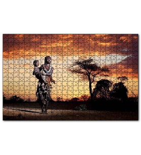 Cakapuzzle Günbatımında Bulut Çocuğu Bir Afrika Kadını Puzzle Yapboz MDF (Ahşap) (1000 Parça)