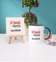 Biyoloji Mühendisi Kupa Bardak Lacivert Dekoratif Taş Baskı (Model 5)