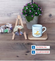 Antrenör Türk Kahvesi Fincanı Ahşap Altlıklı ve Fotoğraflı Ahşap Anahtarlık Hediye (Model 1)