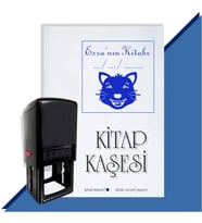 Kişiye Özel  Gülen Kedi Emoji Tarihli Kitap Kaşesi (Mavi)