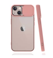 iPhone 13 Mini Kılıf Lensi Sürgülü Kamera Koruyucu Kılıf (Pembe)