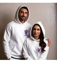 Sevgililer Günü Kombin Erkek Kadın Örümcek Adam Görselli Kapüşonlu Hoodie Sweatshirt 7001 (Beyaz)