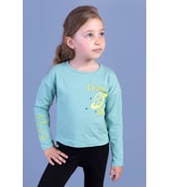 Toontoy Kız Çocuk Baskılı Tişört (Yeşil)