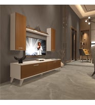 Decoraktiv Eko 5D Slm Std Retro Tv Ünitesi Tv Sehpası (Beyaz - Ceviz)