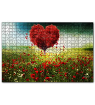Cakapuzzle  Aşk Kalp Ağaç Çiçekler İlkbahar  Puzzle Yapboz MDF (Ahşap) (500 Parça)