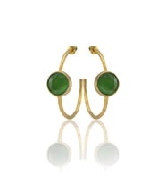 Kadir Jewellery 22 Ayar Altın Kaplama Kadın Taşlı Küpe -El İşçiliği Ve Hipoalerjenik Küpe (Yeşil)
