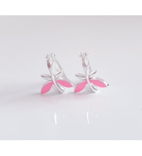 kırmızı kanatlı yusufçuk model gümüş çocuk küpesi (Pembe)