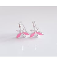 kırmızı kanatlı yusufçuk model gümüş çocuk küpesi (Pembe)