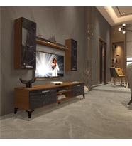 Decoraktiv Eko 7 Mdf Dvd Silver Tv Ünitesi Tv Sehpası (Ceviz - Siyah Mermer)