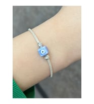 Gümüş Kazaziye Nazar Boncuklu Ve Dorika Detaylı Bileklik : Gümüş - 19 cm : Kırmızı-Gümüş - 21 cm : Gümüş - 20 cm (Mavi)