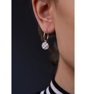 Papatya Silver 925 Ayar Gümüş Baget Taşlı  Yuvarlak Halka Küpe (Rodyum)