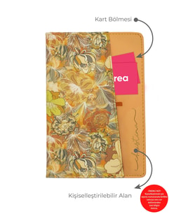 giftcrea Kişiye Özel Çiçek Desenli Defter Lazer İsim Kazıma Günlük Kartlıklı Defter (Turuncu)