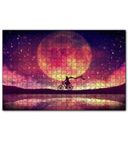 Cakapuzzle Ay Manzarasında Sürreal Bisikletli Puzzle Yapboz MDF (Ahşap) (255 Parça)