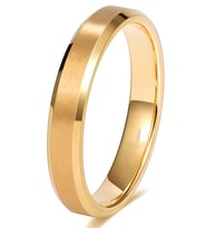 4mm Köşeli Mat Düz Model Unisex Erkek Kadın Çelik Alyans Yüzük cl40 (Sarı)