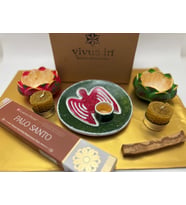 Yılbaşı Melek  Palo Santo Tütsülük Lotus mumluk Hediye seti - Hediyeli (Yeşil)