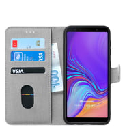Microsonic Samsung Galaxy A7 2018 Kılıf Fabric Book Wallet (Gri)