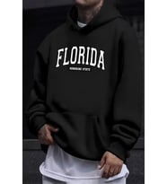 Florida Baskılı Oversize Sweatshirt (Siyah)