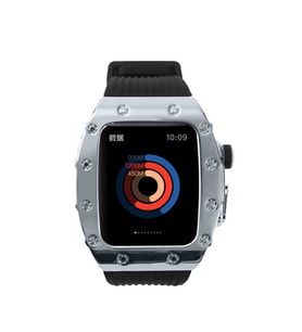 Apple Watch 44mm Kordon Metal Kasa Kordon 65 (Siyah - Gümüş)
