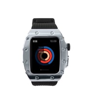 Apple Watch 44mm Kordon Metal Kasa Kordon 65 (Siyah - Gümüş)