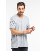 Süperlife Erkek V Yaka Slim Fit Brooklyn Baskılı Kısa Kollu Tişort SPR 265 (Grimelanj)