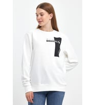 Kadın Bisiklet Yaka Rahat Kalıp 3 iplik Kalın W.Brooklyn Baskılı  Sweatshirt SPR24SWK31 (Ekru)