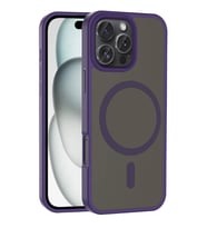 Apple iPhone 16 Pro Max Kılıf Mat Arka Yüzey Wireless Şarj Özellikli Sio Kapak (Mor)