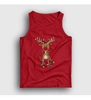 Presmono Unisex Beyaz Adorable Reindeer Geyik Yılbaşı Atlet 364460tt (Kırmızı)