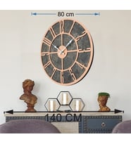 Markakanvas Mermer Desenli  Duvar Saati  Çap 50 cm-Çap 80 cm (Bakır)