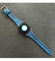 vagave Apple Watch Kadın Crazy Deri Kordon İsme Özel 3-4-5-6-7 / 38&40mm (Mavi)