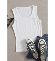 Merry See Düz Renk Kadın Kolsuz Bluz Crop Top (Beyaz)