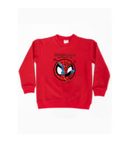 Spiderman baskılı örümcek adam pamuklu kumaş çocuk sweatshirt (Kırmızı)