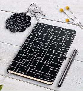 BK Gift Kişiye Özel İsimli Beyaz Defter Kalem Ve Anahtarlık Hediye Seti-32 (Model 2)