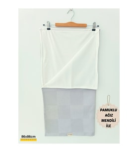 S.kahve Kız Erkek Bebek Battaniyesi Pike %100 Pamuklu Doğal Organik Uyku Çift Taraflı Örtü 86x86cm (Gri)