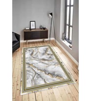 Dijital Baskılı Yıkanabilir Kaymaz Modern Renkli Salon Halısı Mutfak Halısı Yolluk ND-HY-963 (Gold)