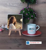 Ortopedi Uzmanı Fotoğraflı Dekoratif Taş, Ahşap Altlıklı Türk Kahvesi Fincanı Hediye (Model 8)