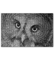 Cakapuzzle Gri Baykuş Yüz Yakın Çekim   Puzzle Yapboz MDF (Ahşap) (1000 Parça)