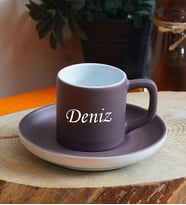 Kişiye Özel Renkli Fincan Seti & 16 Farklı Renk Seçeneği (Kahverengi)