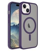Apple iPhone 15 Kılıf Mat Arka Yüzey Wireless Şarj Özellikli Flet Magsafe Kılıf (Koyu Mor)