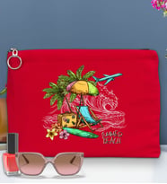 BK Gİft Yaz Temalı-9 Astarlı Portföy Çanta 30x21cm(12 Renk Seçeneği), Baskılı El Çantası, Organizer Çanta (Kırmızı)