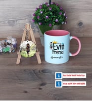 Evin Prensi Kupa Bardak Beyaz ve Fotoğraflı Ahşap Anahtarlık Hediye (Model 6)