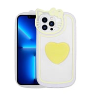 Uyumlu Model Apple iPhone 12 Pro Max Kılıf Kedi Figürlü Pop Soketli Kapak (Sarı)
