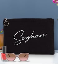 BK Gift Kişiye Özel İsimli-6 Astarlı Portföy Çanta 30x21cm(12 Renk Seçeneği), Baskılı El Çantası, Organizer Çanta (Siyah)