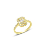 Gümüş Rodyumlu Rose Baget Taşlı Yüzük Dgn21464 (Gold)