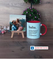 Babaya Hediye Fotoğraflı Dekoratif Taş, Kupa Bardak Beyaz Hediye (Model 2)